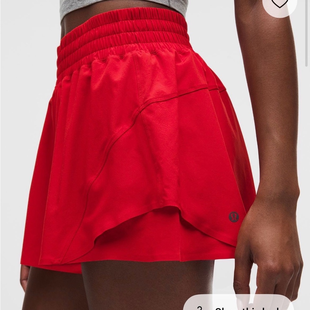 lululemon shake it out high rise short 2.5” in Oxford red